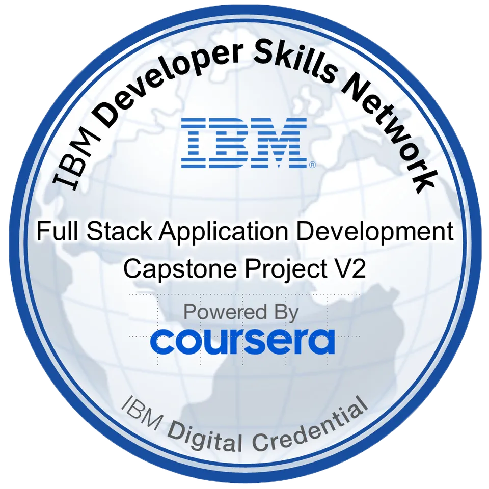 Full Stack Application Development Capstone Project V2 badge