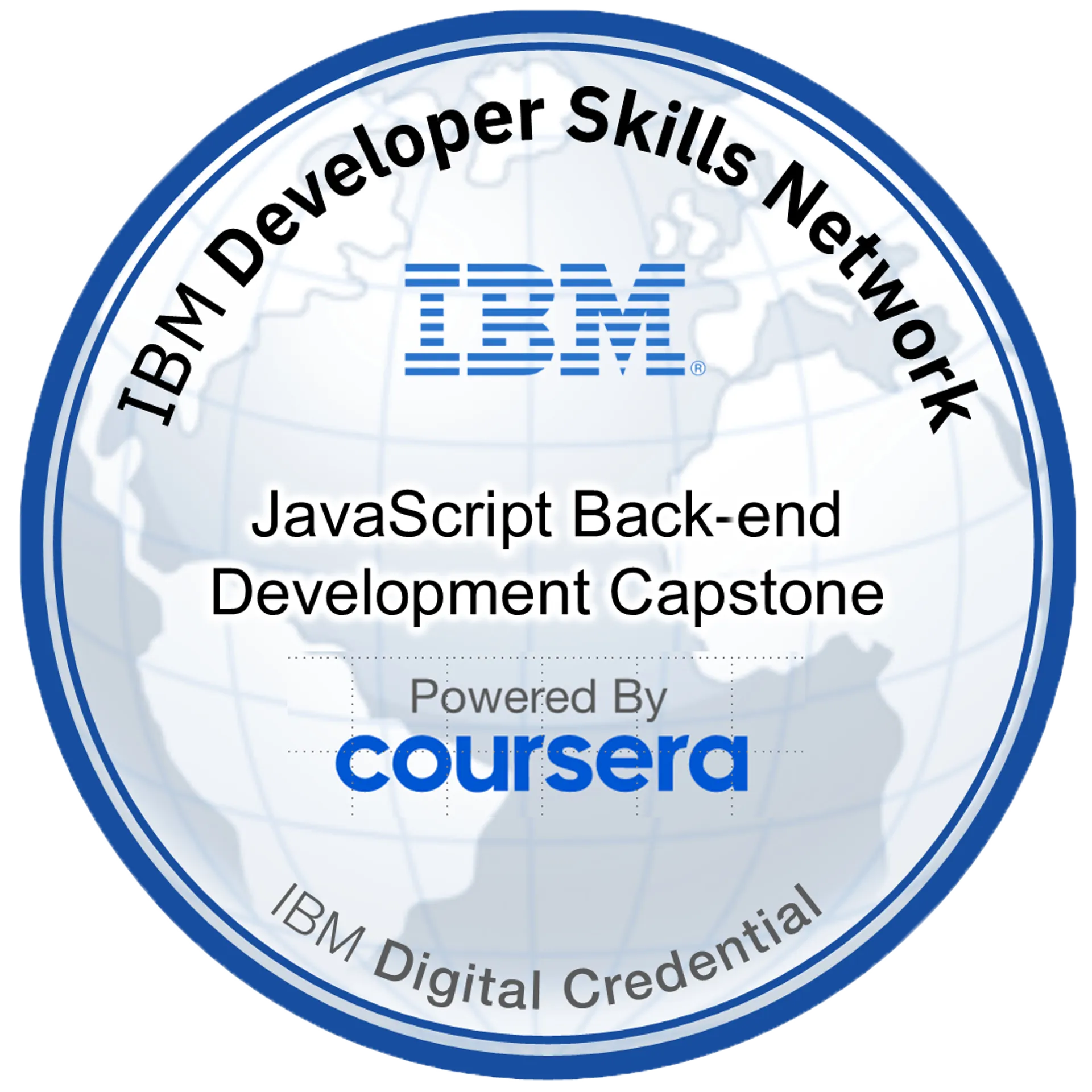JavaScript Back-end Development Capstone badge