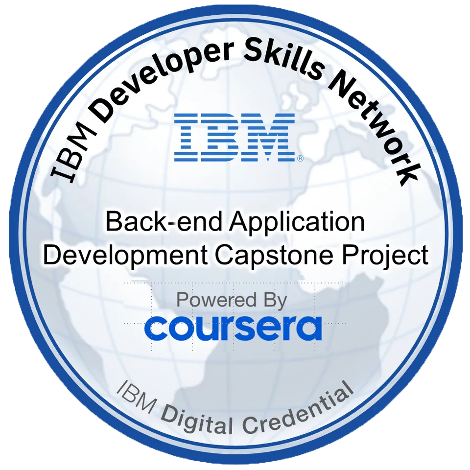 Back-end Application Development Capstone Project badge