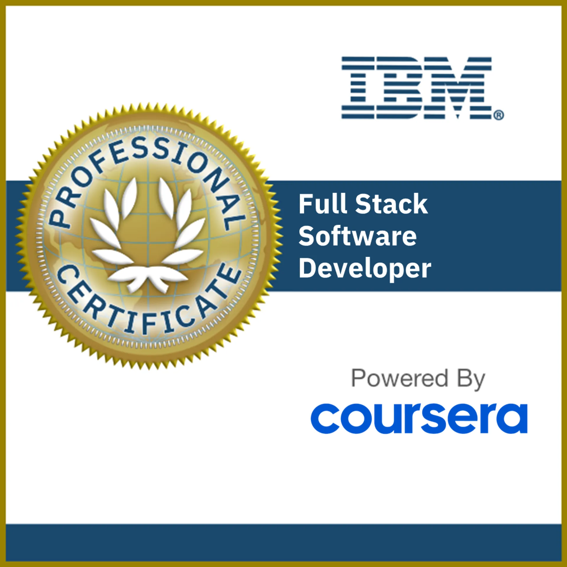 IBM Full Stack Software Developer Professional Certificate badge