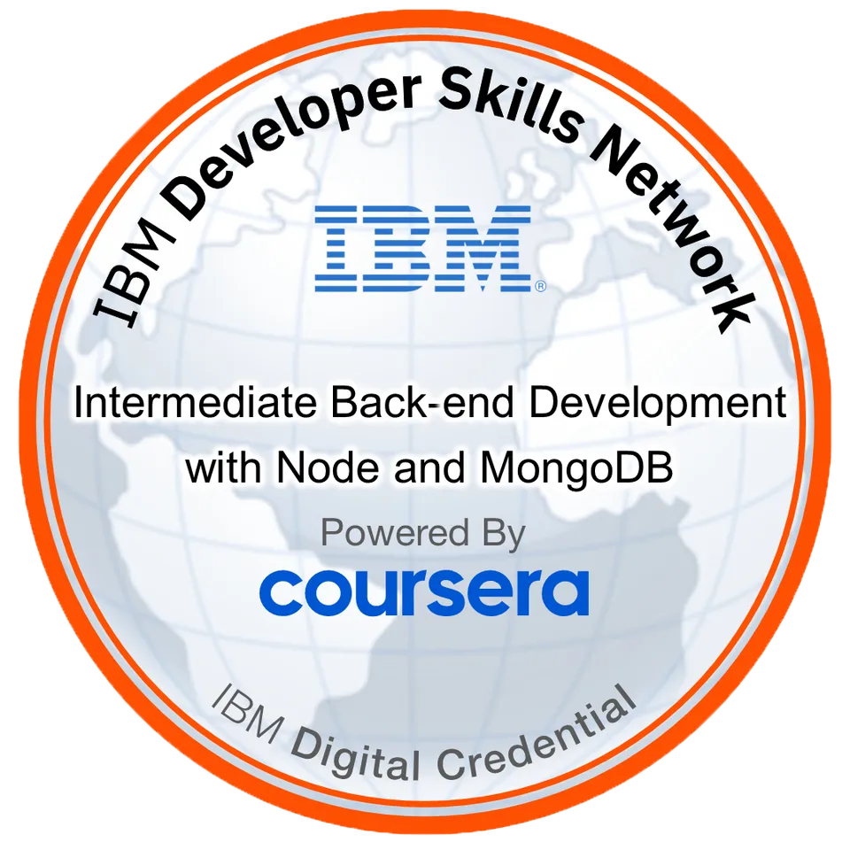 Intermediate Back-end Development: Node & MongoDB badge