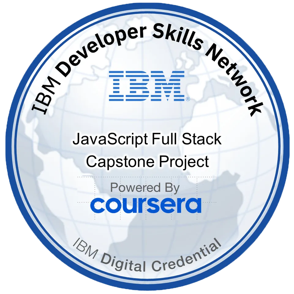 JavaScript Full Stack Capstone Project badge