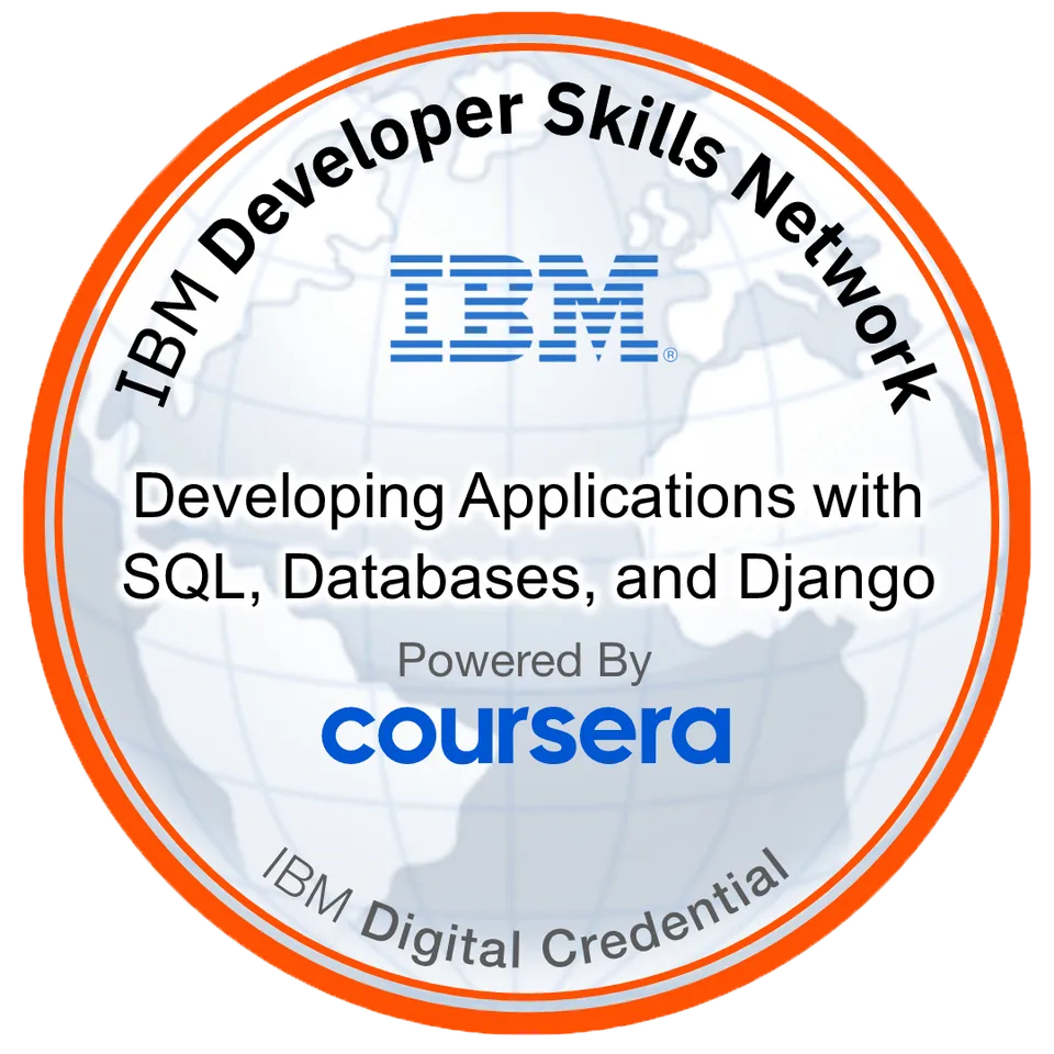 Developing Applications with SQL, Databases, and Django badge