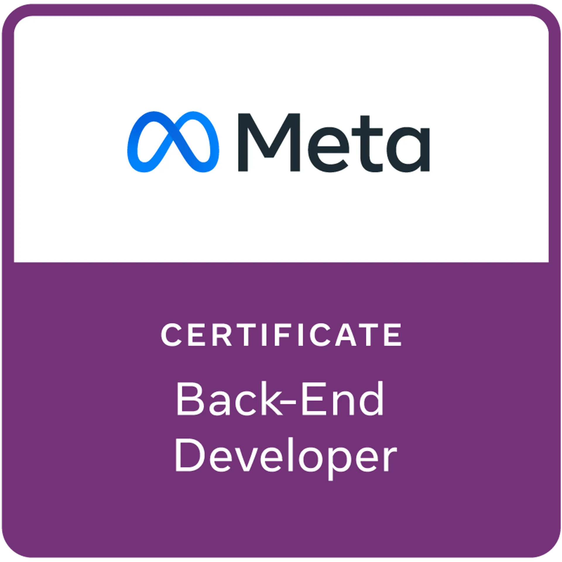 Meta Back-End Developer Certificate badge