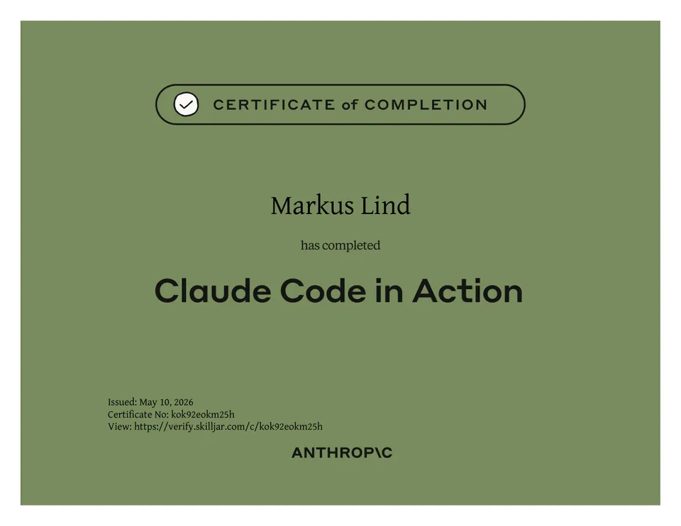Claude Code in Action certificate