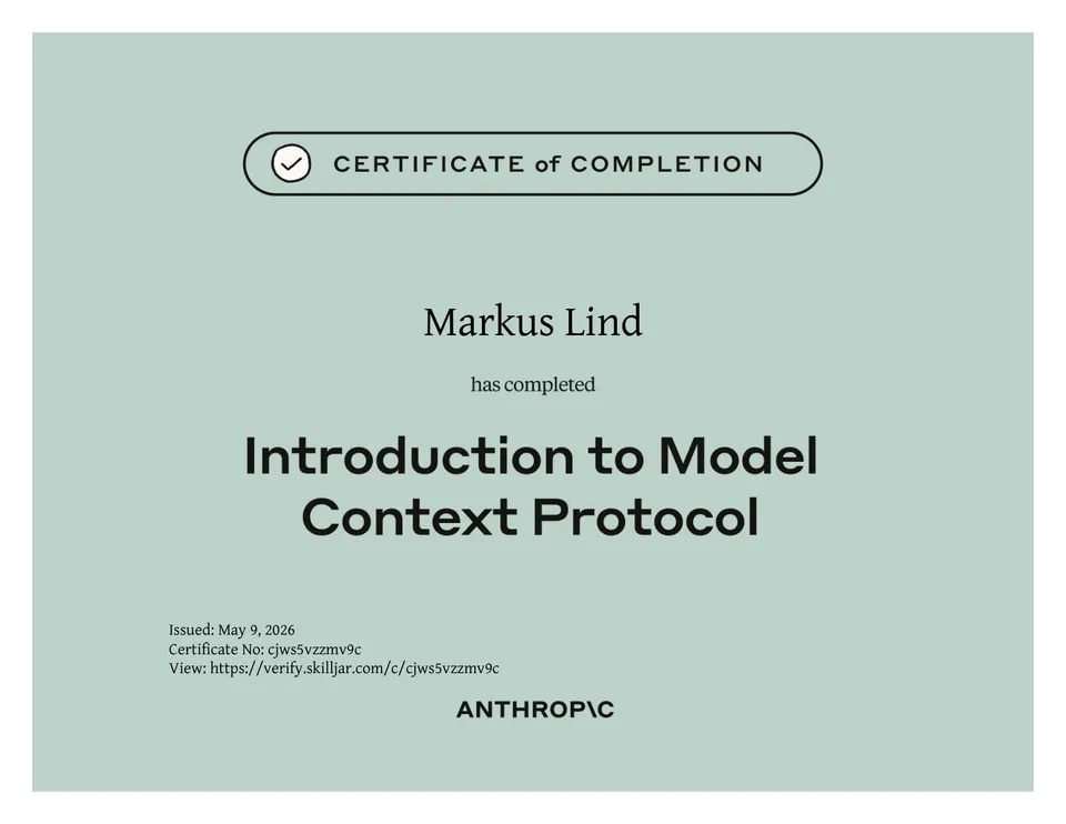 Introduction to Model Context Protocol certificate