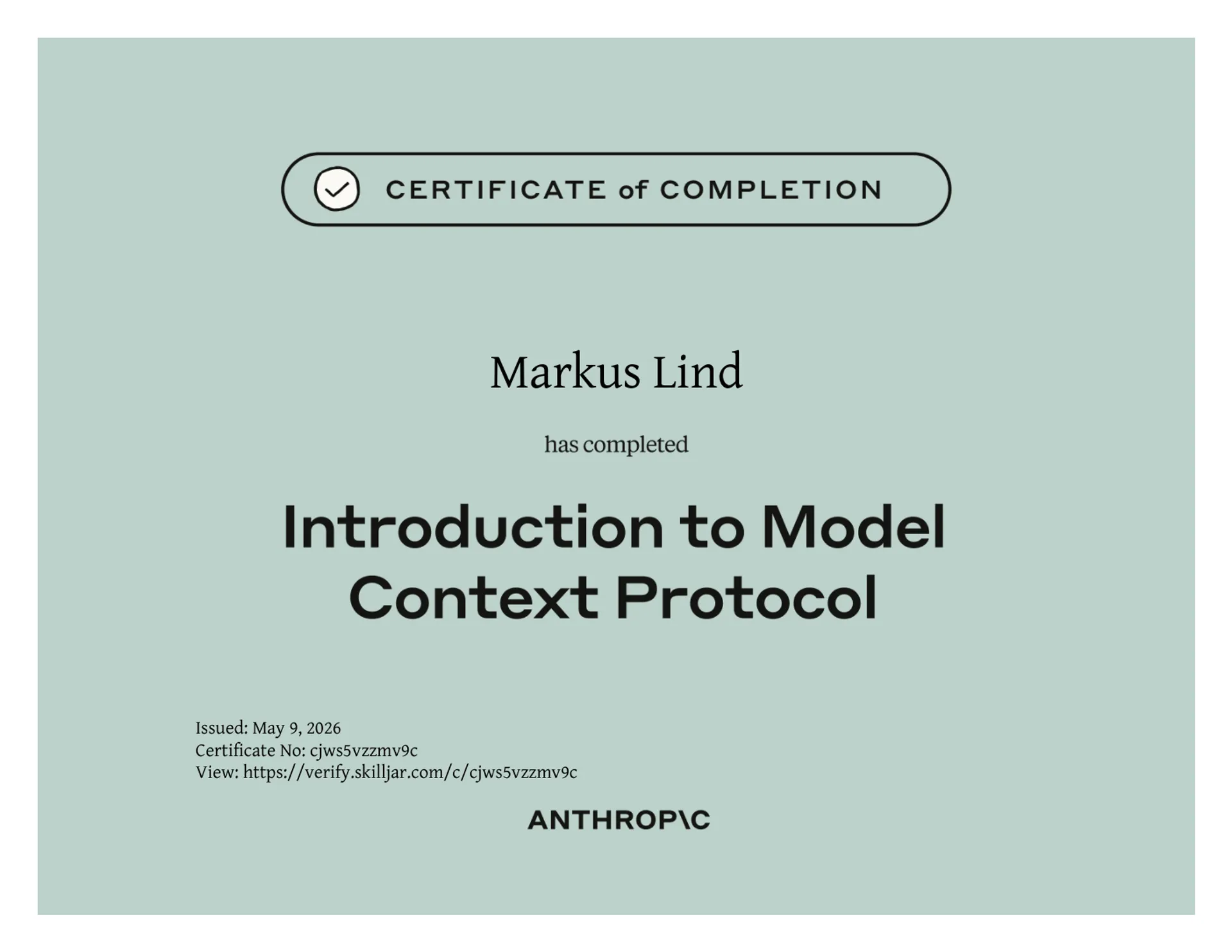 Introduction to Model Context Protocol certificate