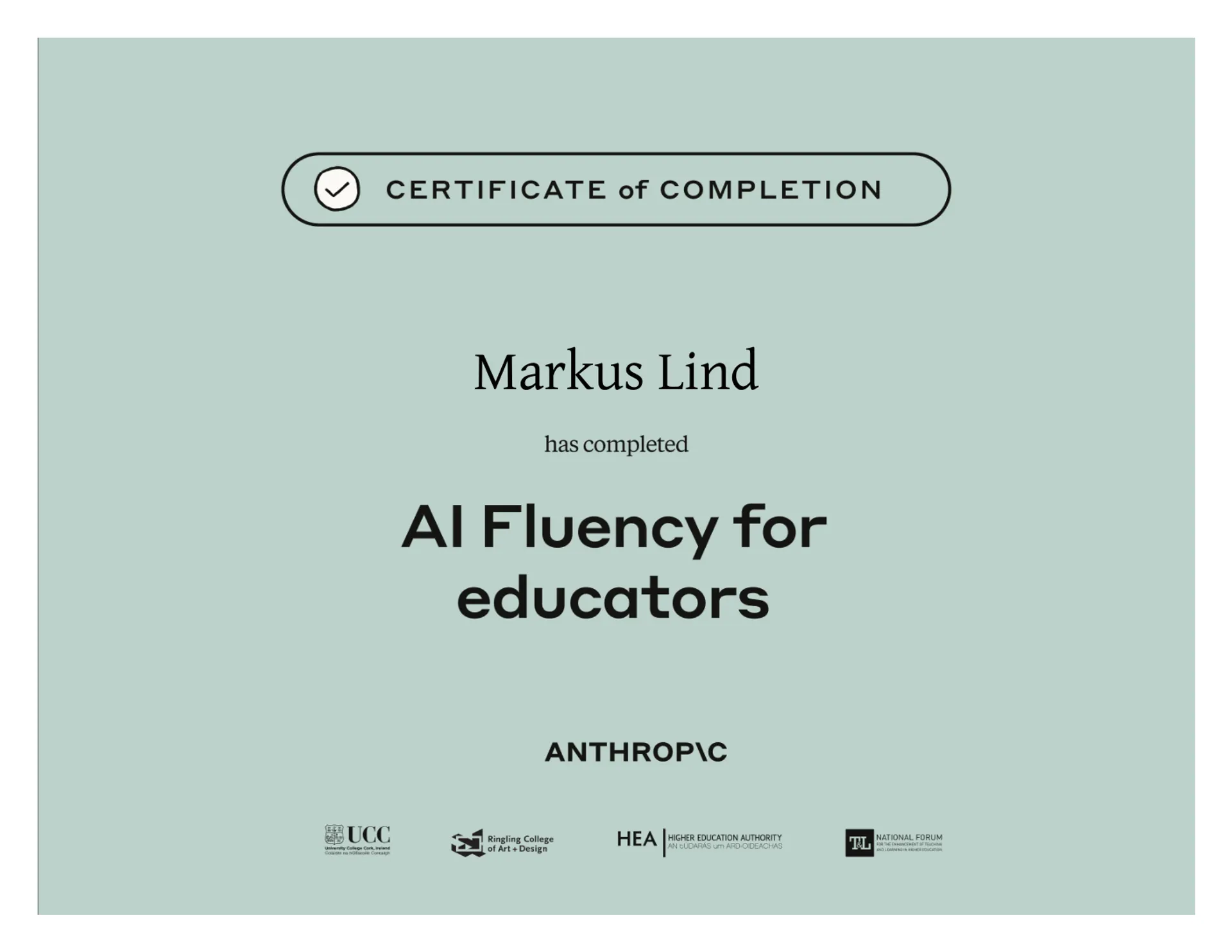 AI Fluency for educators certificate