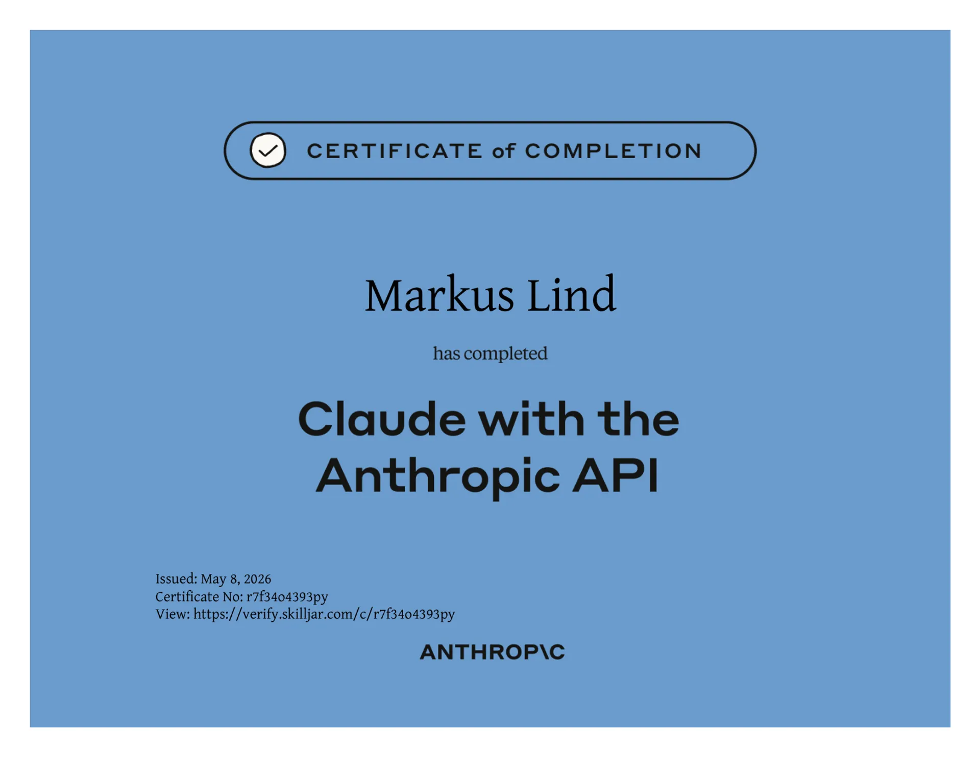 Building with the Claude API certificate