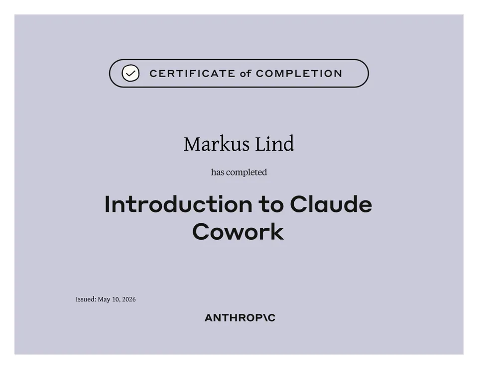 Introduction to Claude Cowork certificate