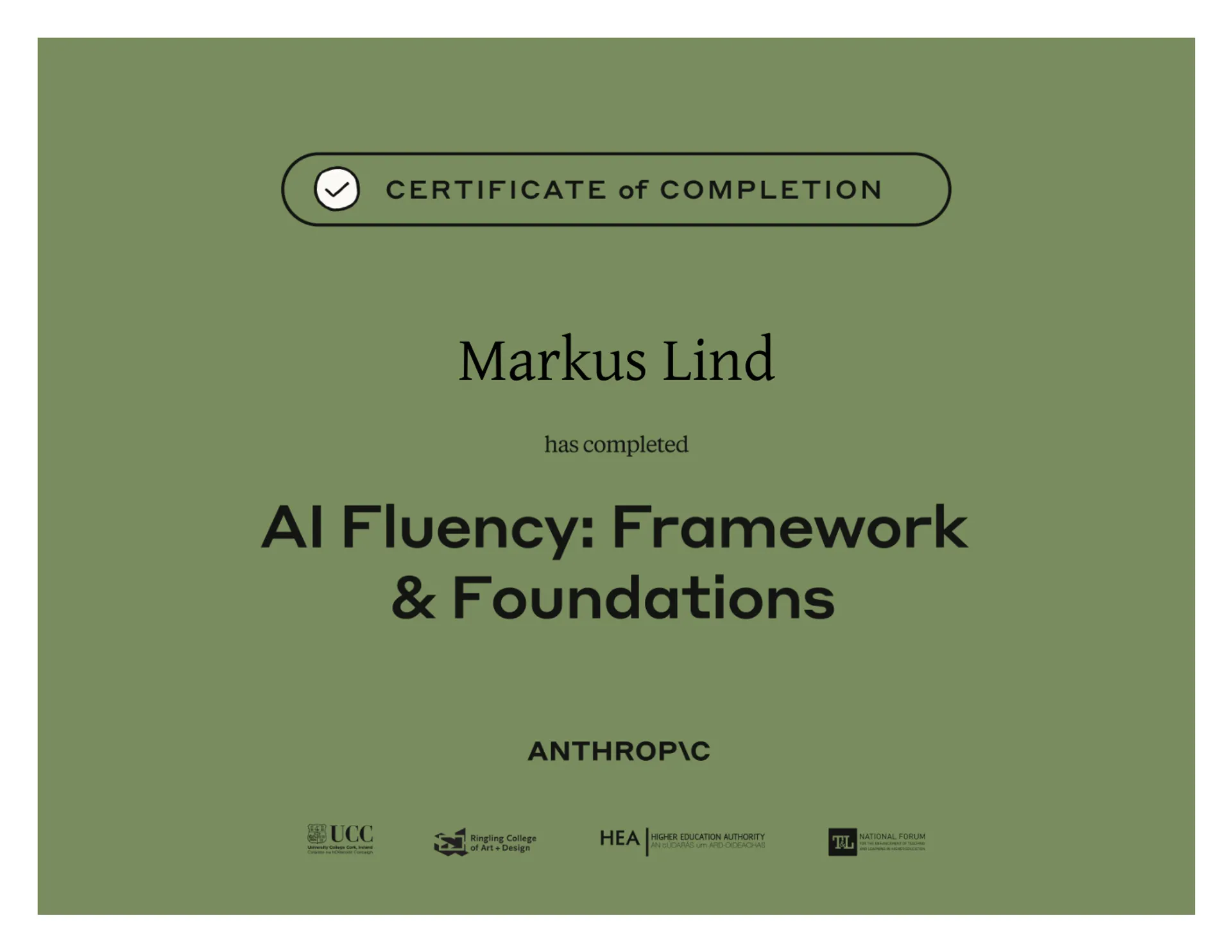 AI Fluency: Framework & Foundations certificate