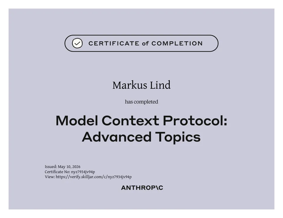 Model Context Protocol: Advanced Topics certificate