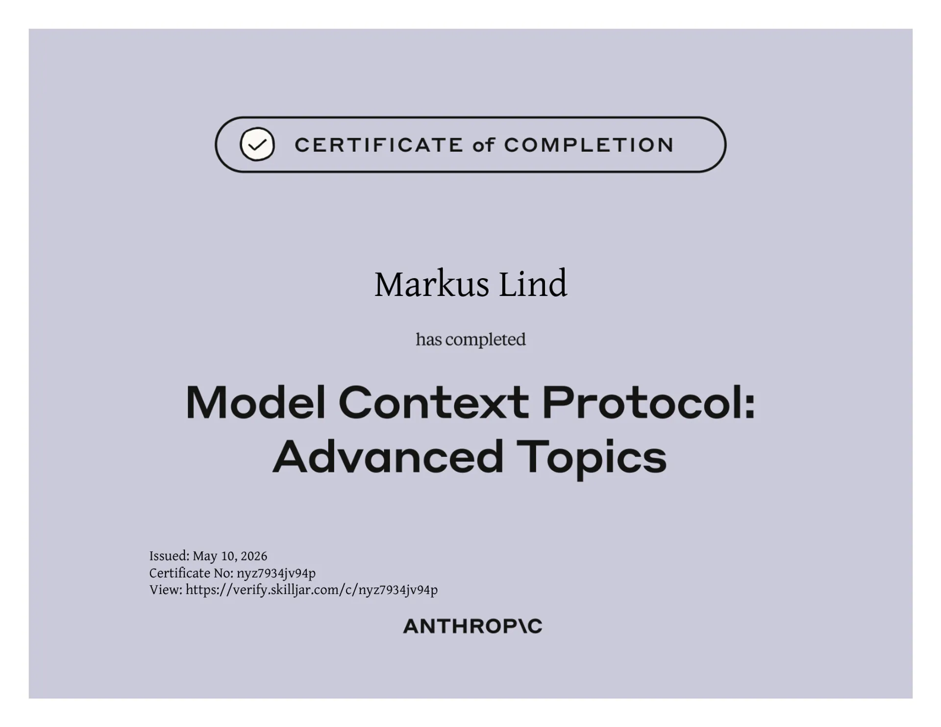 Model Context Protocol: Advanced Topics certificate