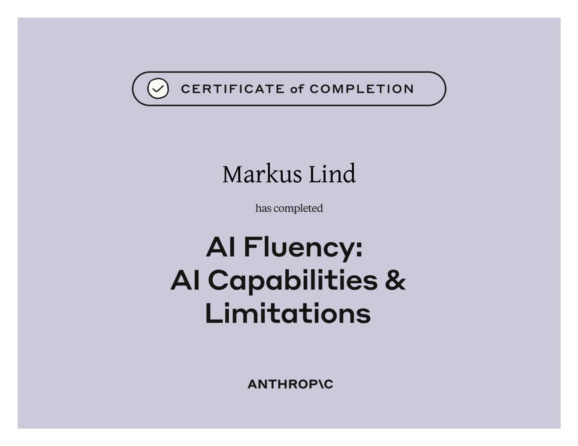 AI Capabilities and Limitations certificate