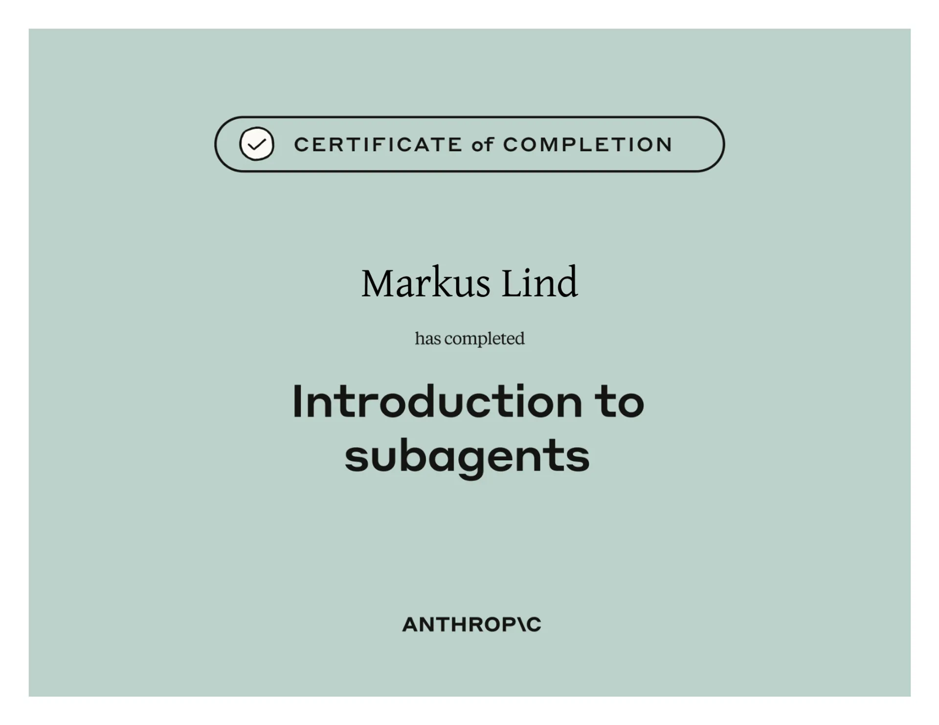 Introduction to subagents certificate