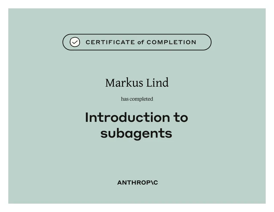 Introduction to subagents certificate