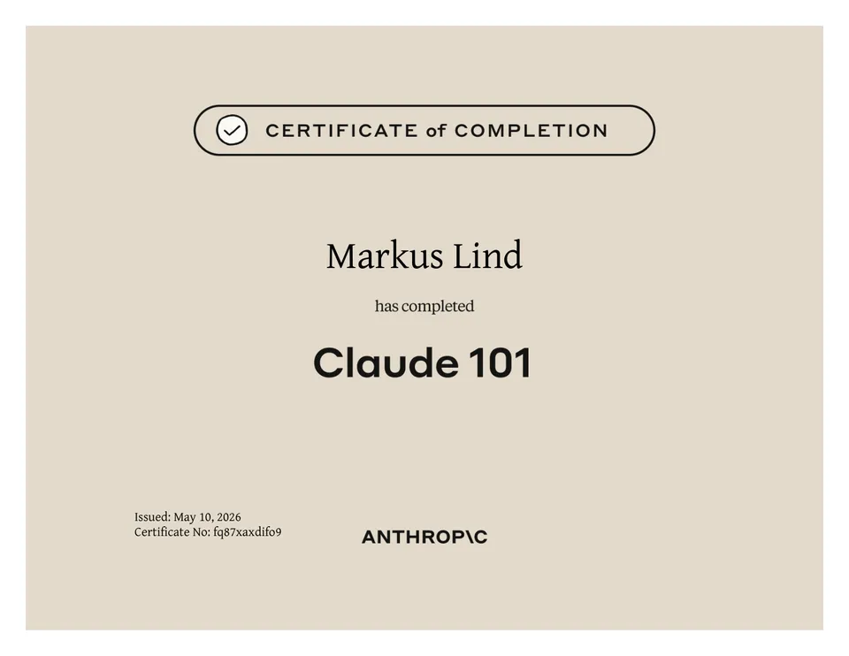 Claude 101 certificate